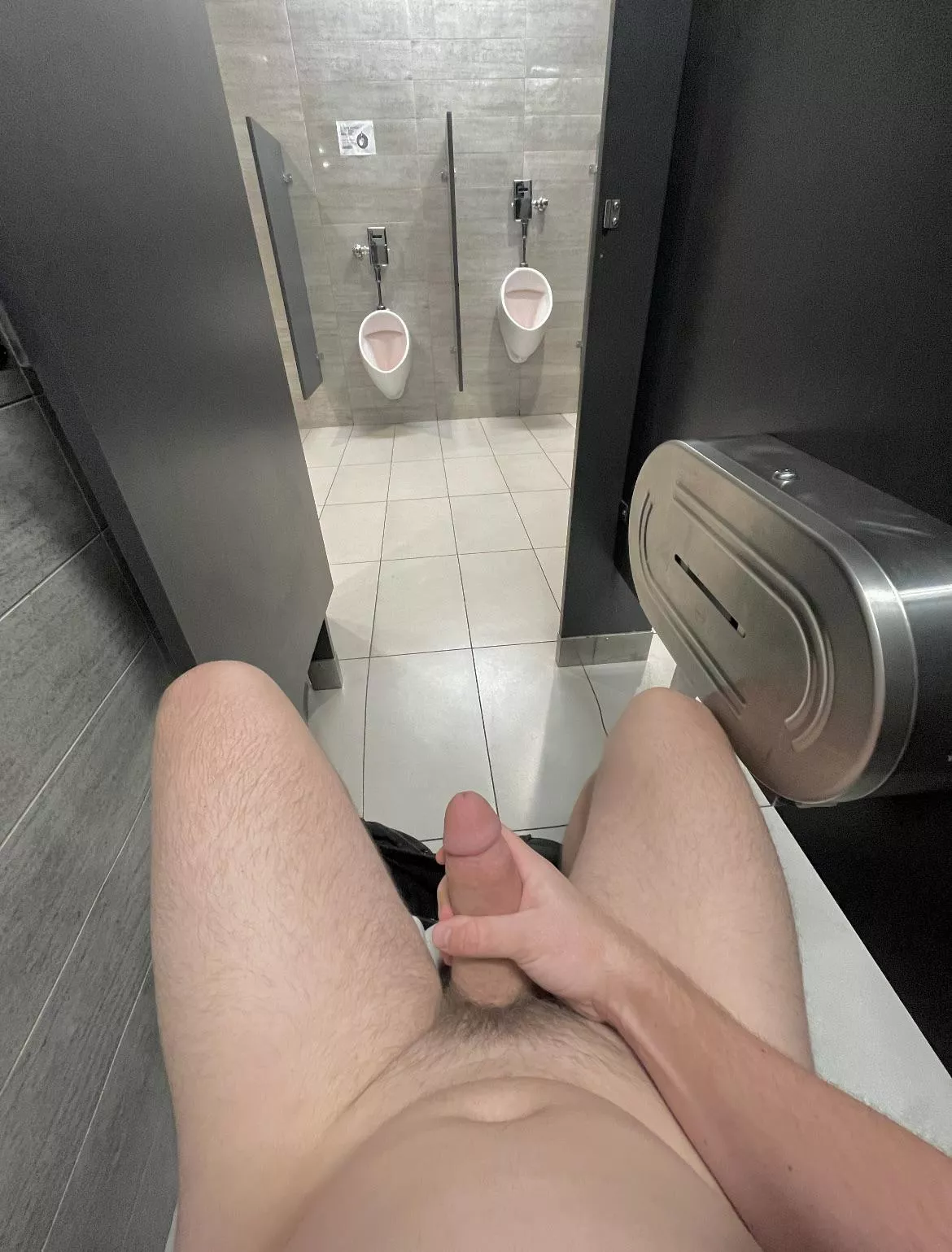 Fully Naked And Hard In The Stall With The Door Wide Open A Janitor