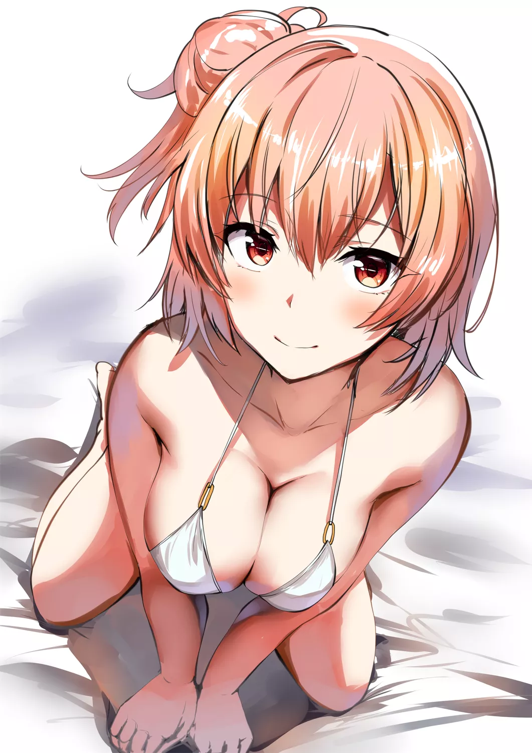 Yuigahama Yui Shows Off Her Cleavage In Skimpy White Bikini Oregairu