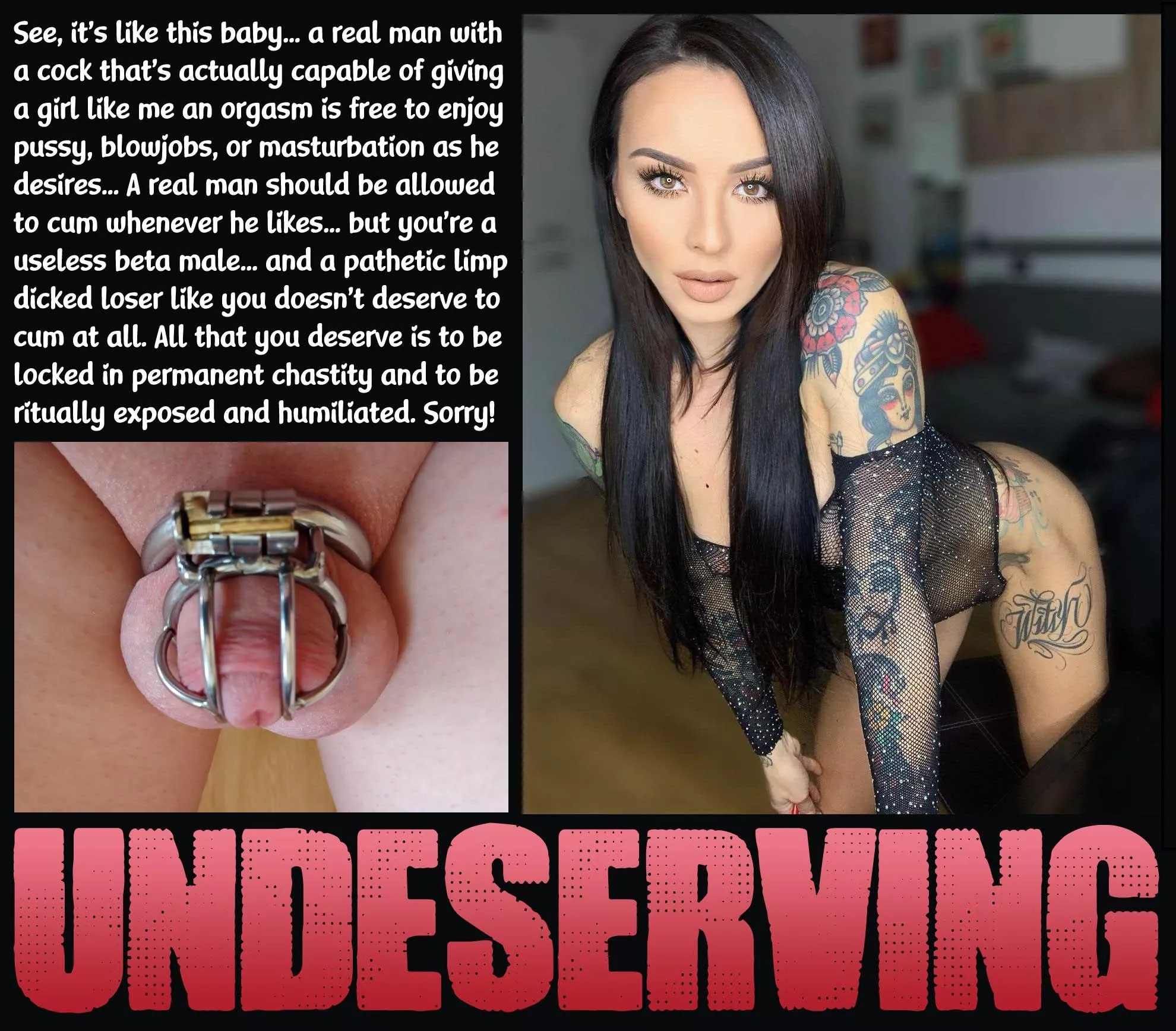 UNDESERVING Chastity Femdom Permanent Nudes Keyholdercaptions