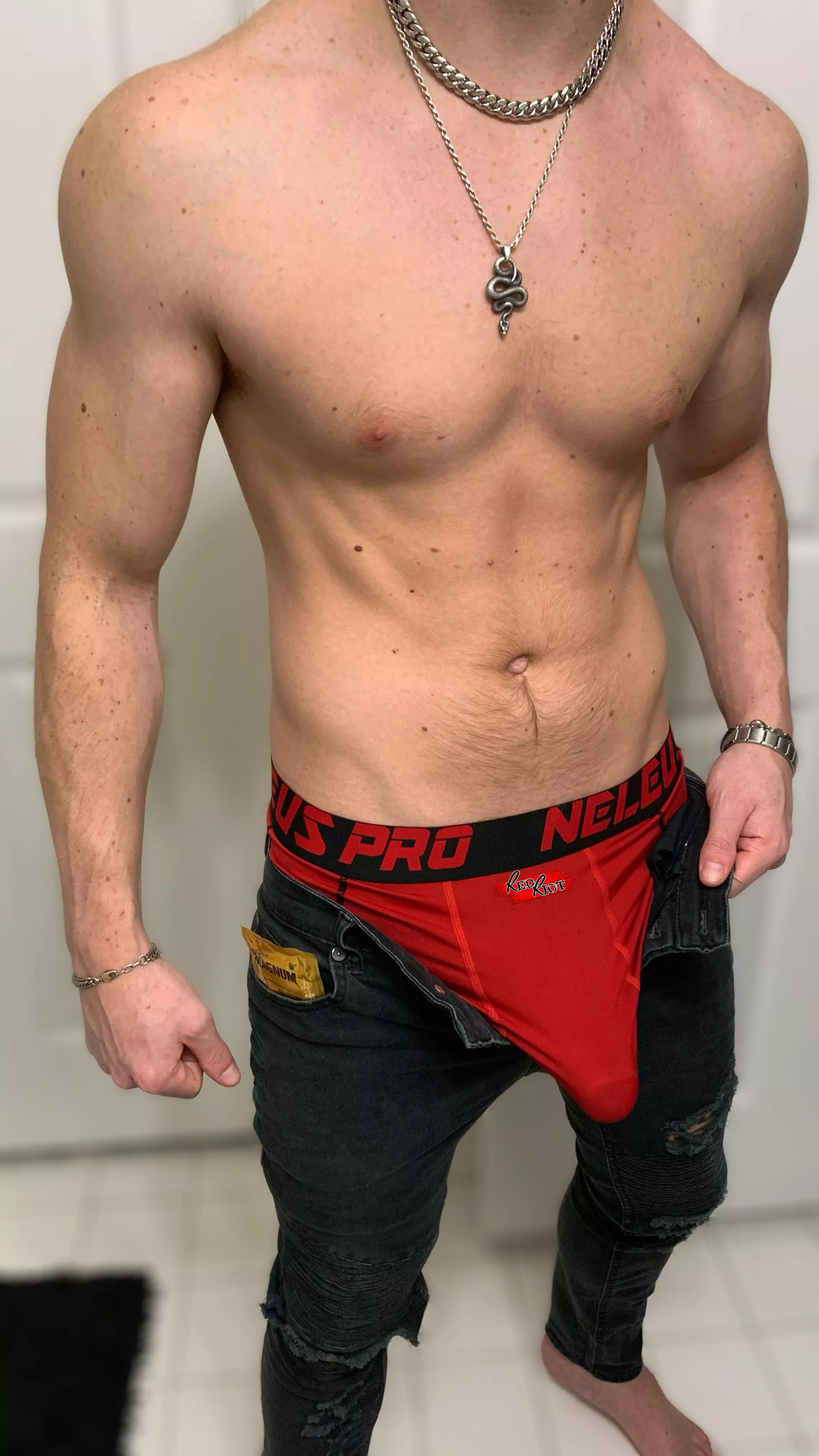Come feel how hard my bulge is.
