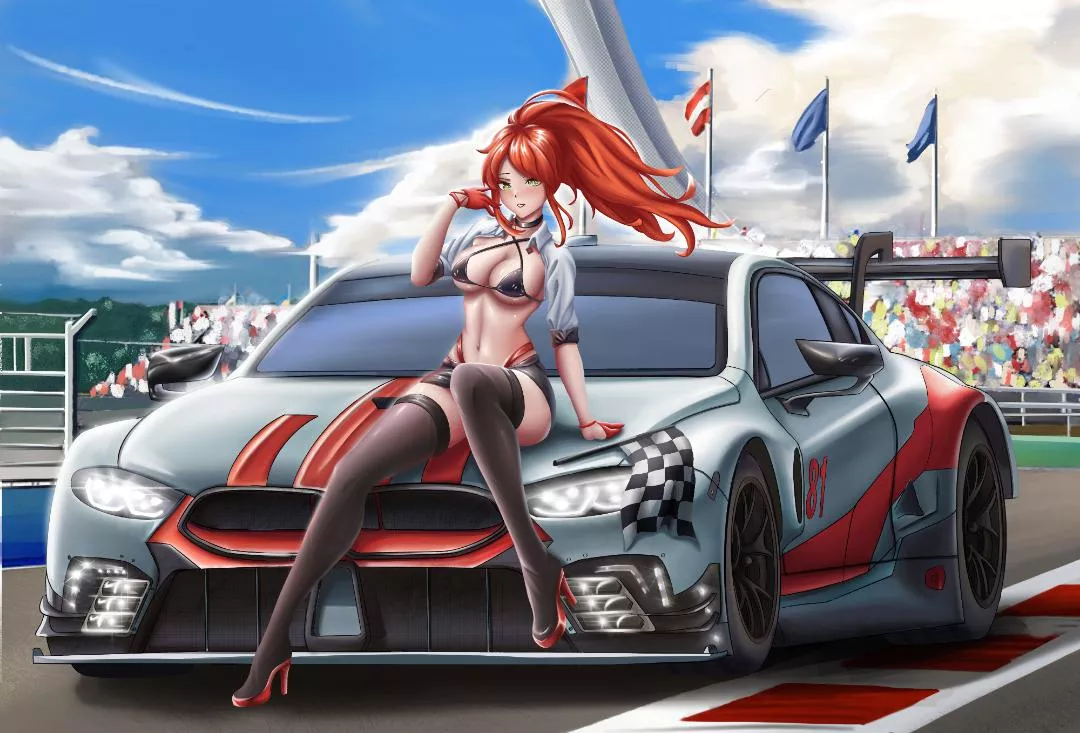 sexy race queen Pyrrha (d4nkira) [rwby] Commissioned by me