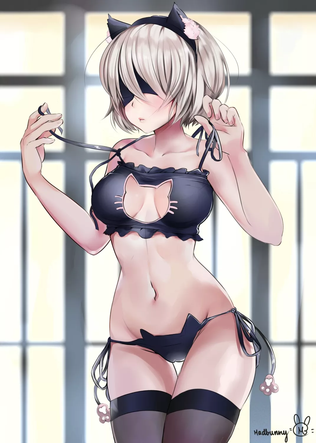 Neko 2B needs headpats (madbunny)