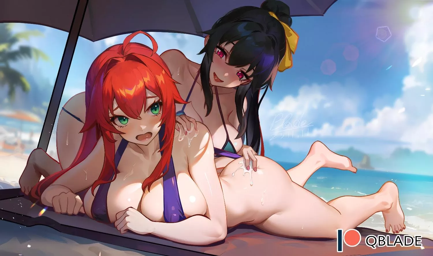 Akeno loves feeling Rias up (QBLADE) [High School DxD]