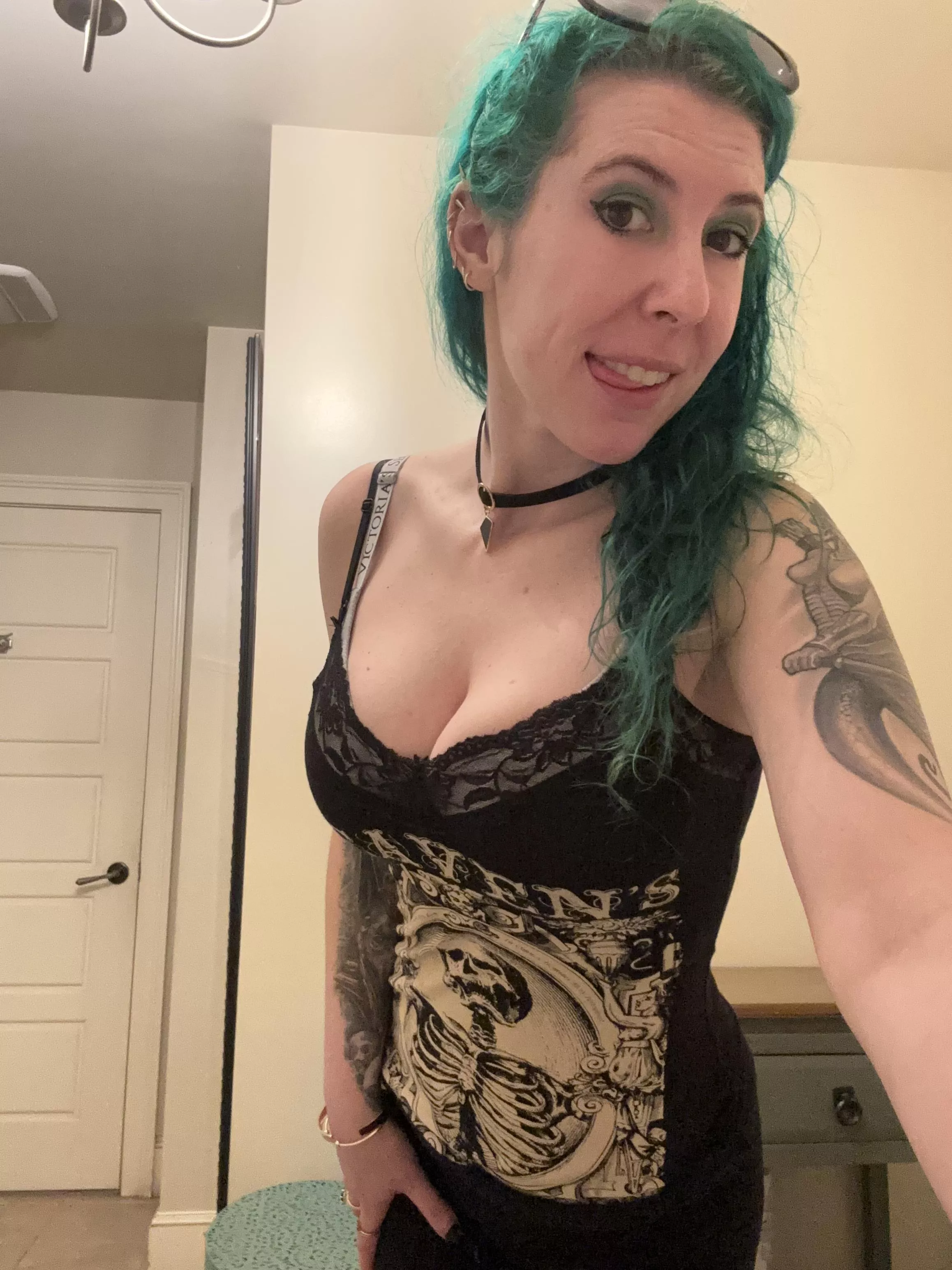 Tank top cleavage