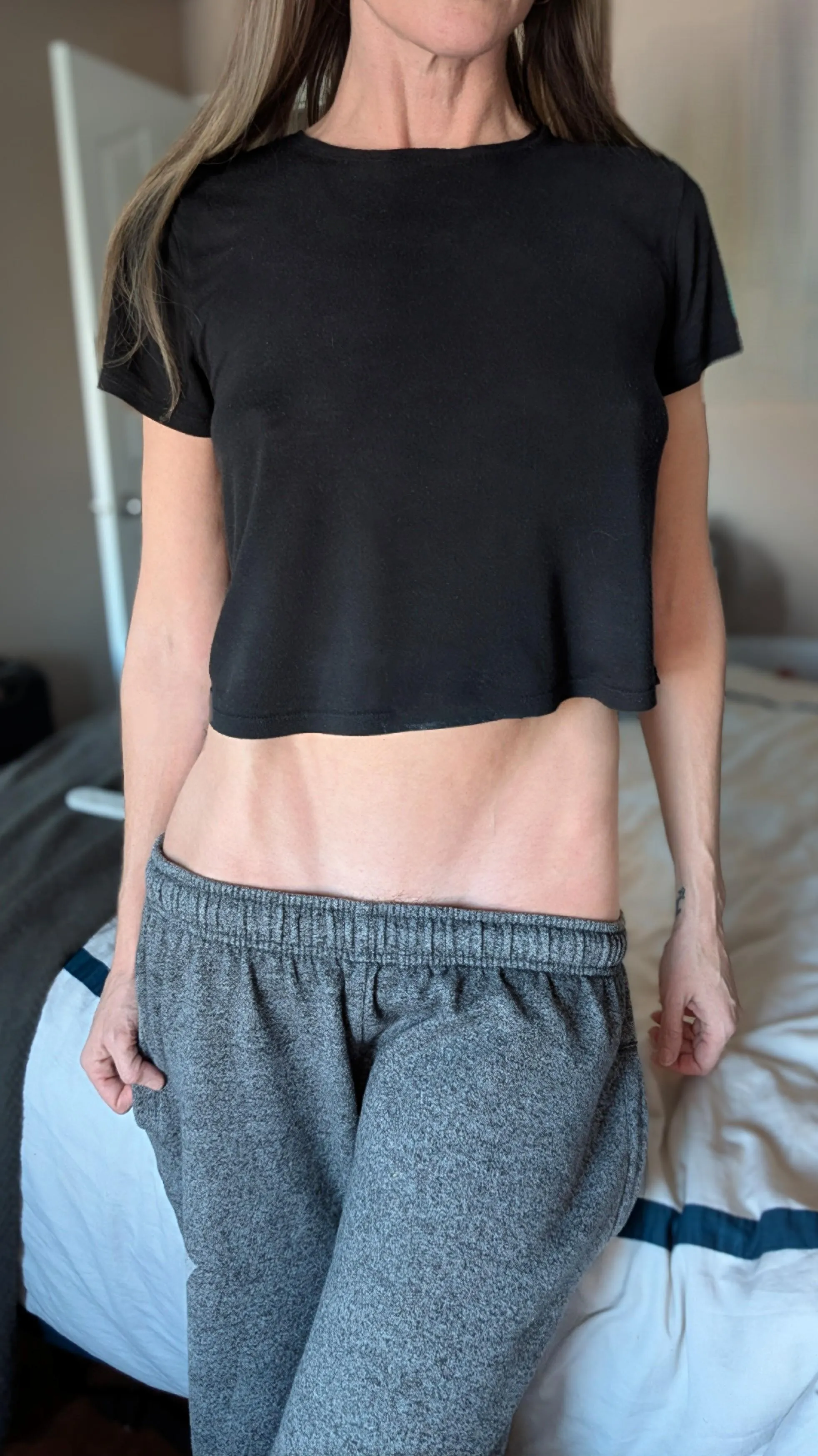 No panties under sweats for this Mom