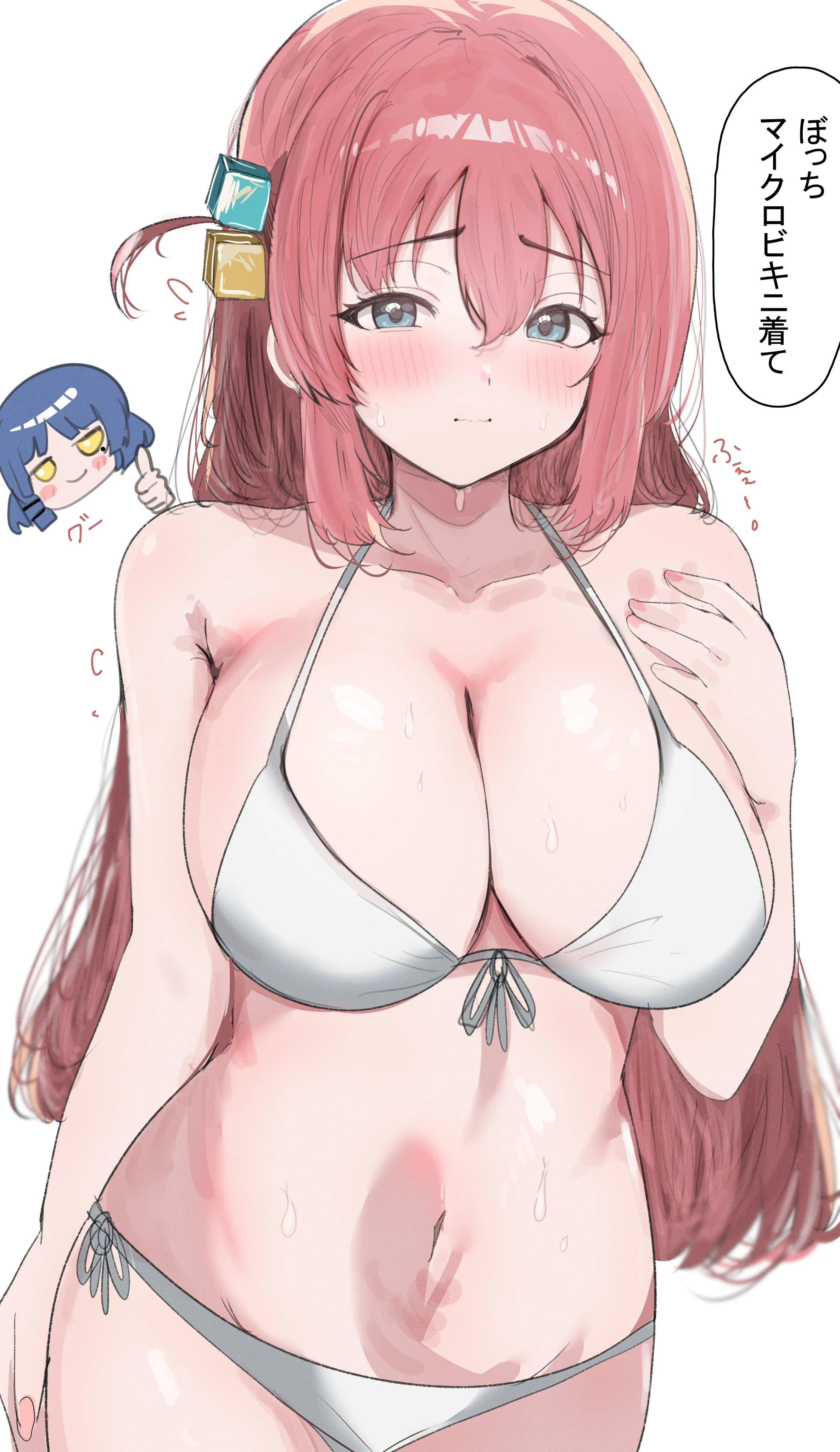 Bocchi Blushing In Her Bikini [Bocchi The Rock]